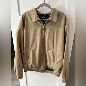 CHAPS Men's Jacket Khaki Full Zipper Size L Lightweight, CHAPS Large Jacket